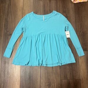 NWT Blue long sleeve oversized free people top
